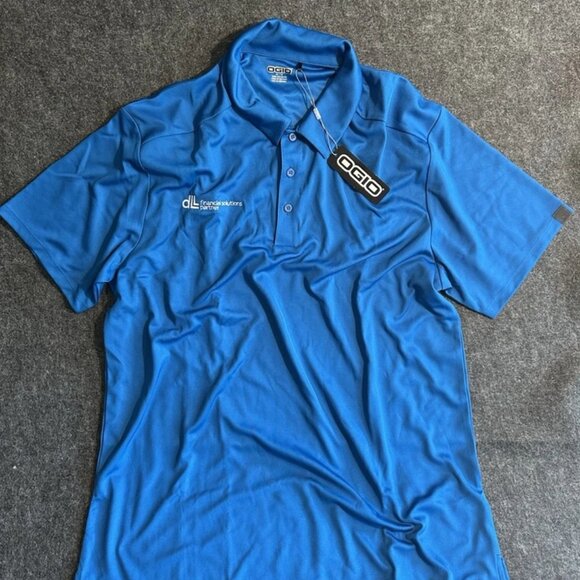 OGIO Golf Polo Shirt Mens XL Blue Short Sleeve Athletic Wear DLL Logo - Picture 1 of 8